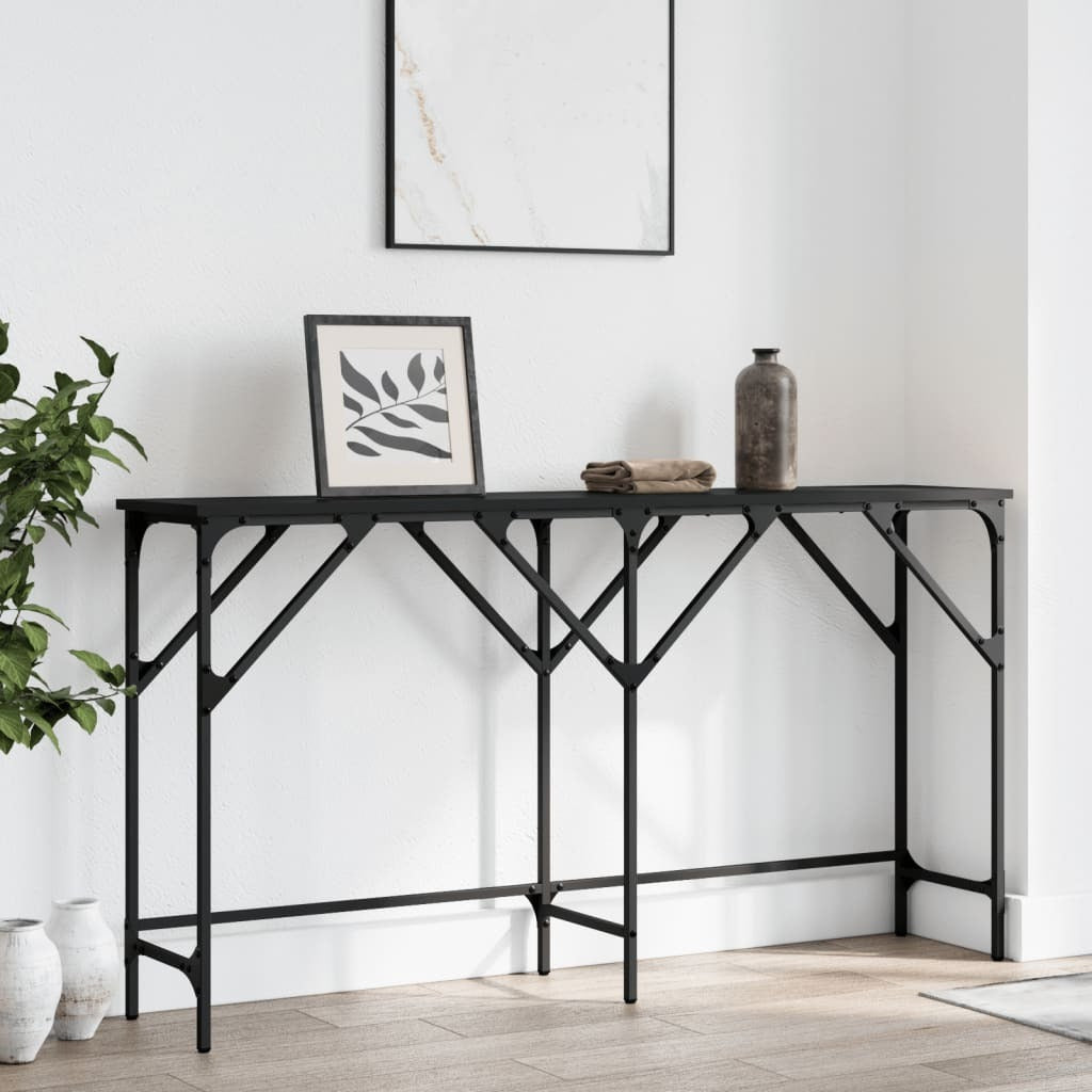 Console Table Black Engineered wood 55.1 x 11.4 x 29.5 in