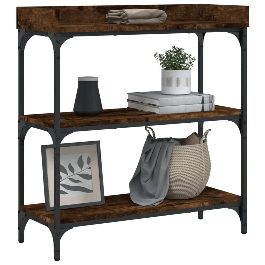 Console Table Smoked Oak Engineered wood, Metal Medium