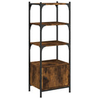 Bookcase Smoked Oak Engineered wood, Metal 3-Tier Adjustable Feet