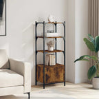 Bookcase Smoked Oak Engineered wood, Metal 3-Tier Adjustable Feet