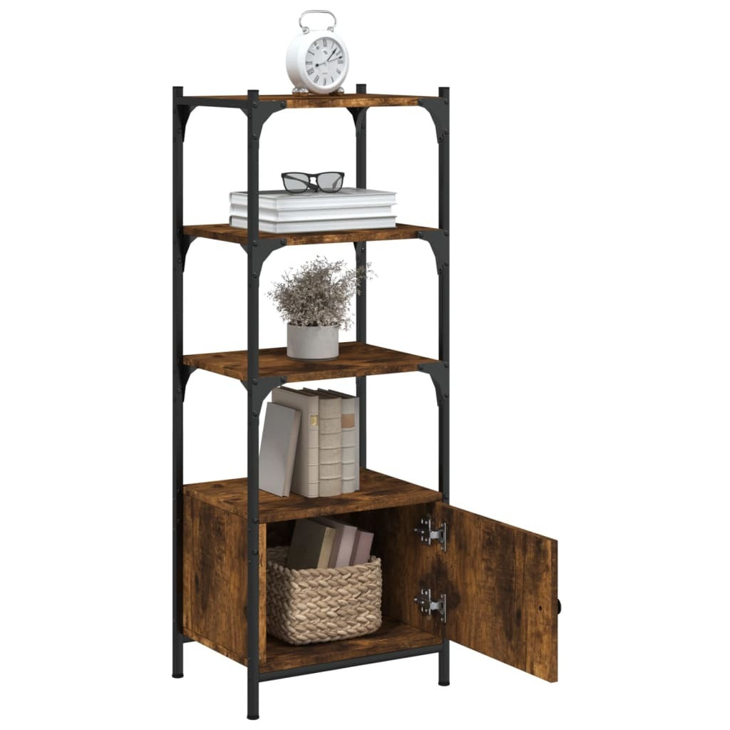 Bookcase Smoked Oak Engineered wood, Metal 3-Tier Adjustable Feet