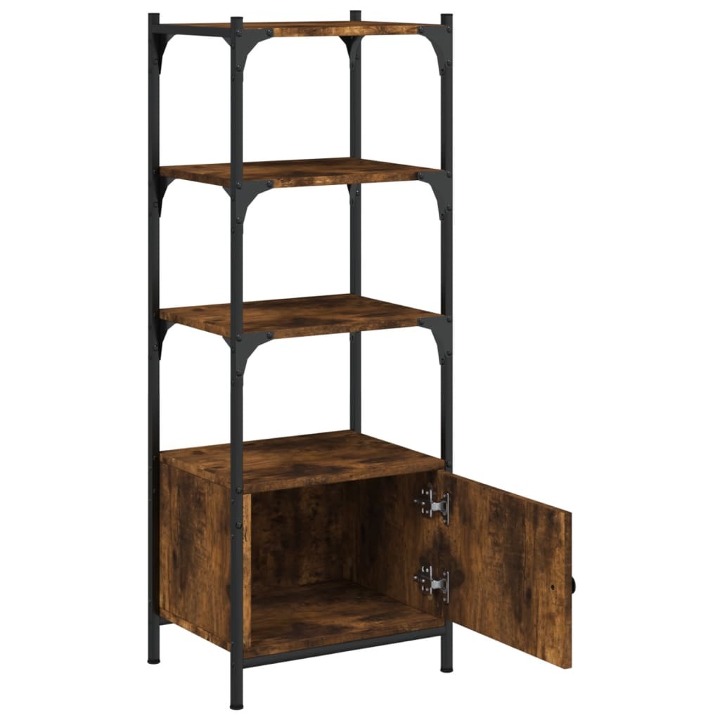 Bookcase Smoked Oak Engineered wood, Metal 3-Tier Adjustable Feet