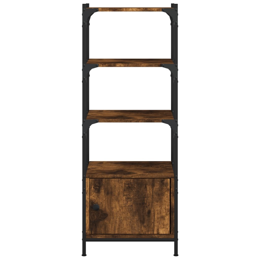 Bookcase Smoked Oak Engineered wood, Metal 3-Tier Adjustable Feet
