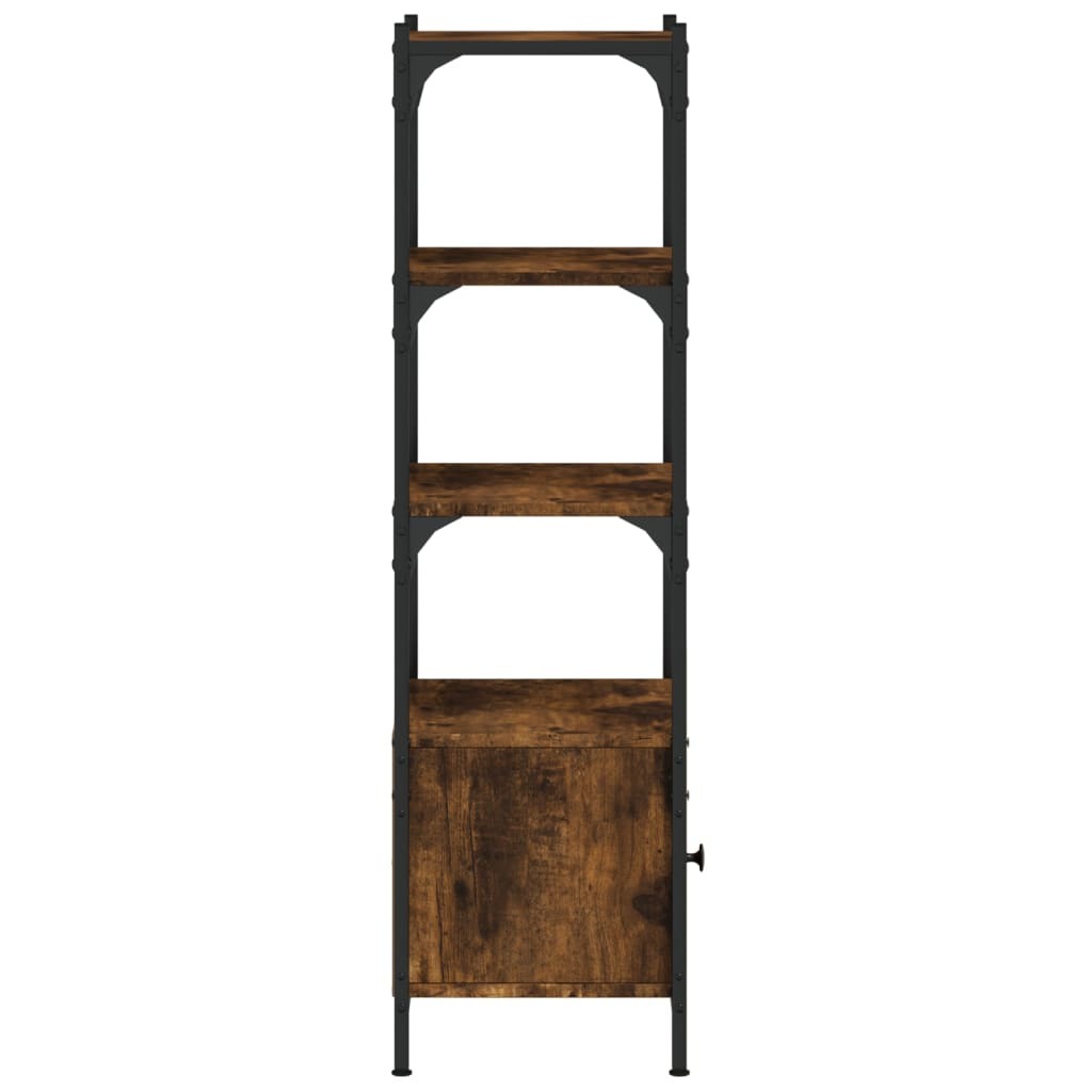 Bookcase Smoked Oak Engineered wood, Metal 3-Tier Adjustable Feet