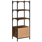 Bookcase Smoked Oak Engineered wood, Metal 3-Tier Adjustable Feet
