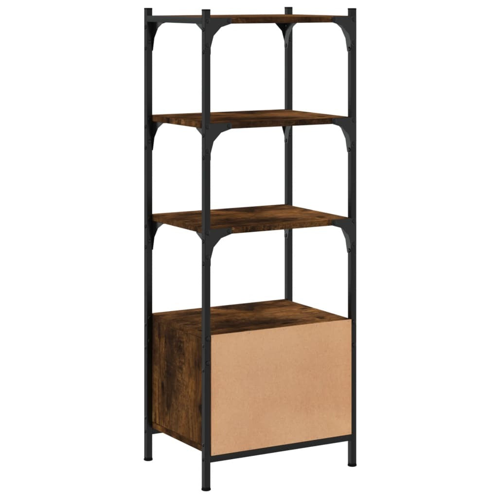 Bookcase Smoked Oak Engineered wood, Metal 3-Tier Adjustable Feet