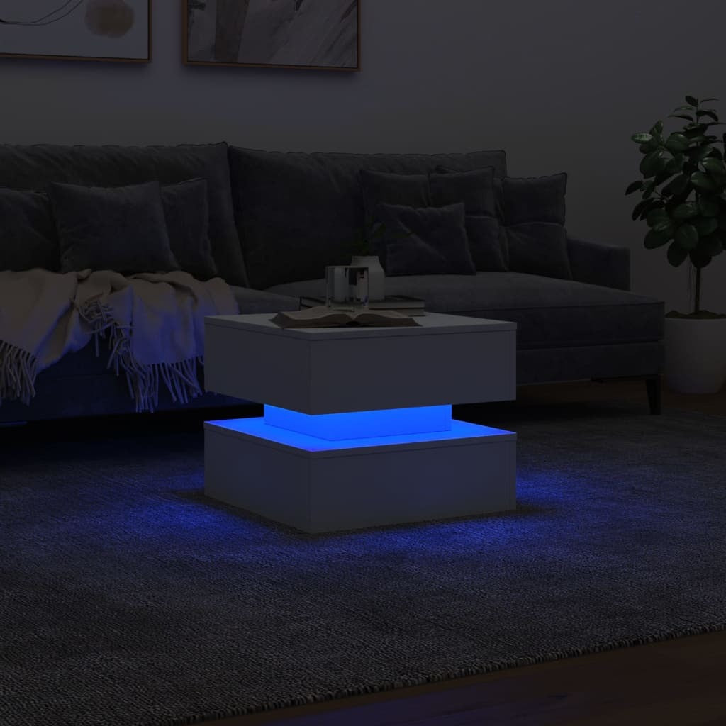 Coffee Table White Engineered Wood Medium Square Modern