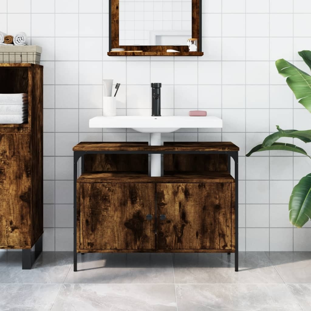 Bathroom Sink Cabinet Smoked oak Engineered wood