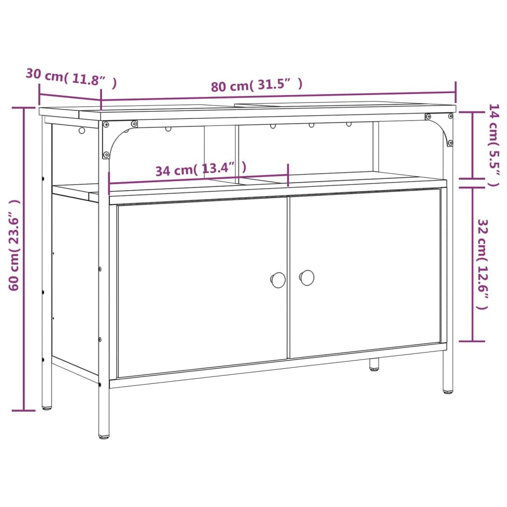 Bathroom Sink Cabinet Smoked oak Engineered wood