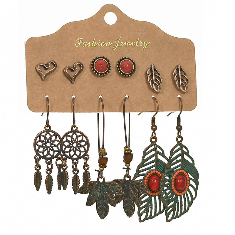 Bohemian Ethnic Water Drop Leaf Beaded Earrings Set for Women – Exquisite Fashion Jewelry