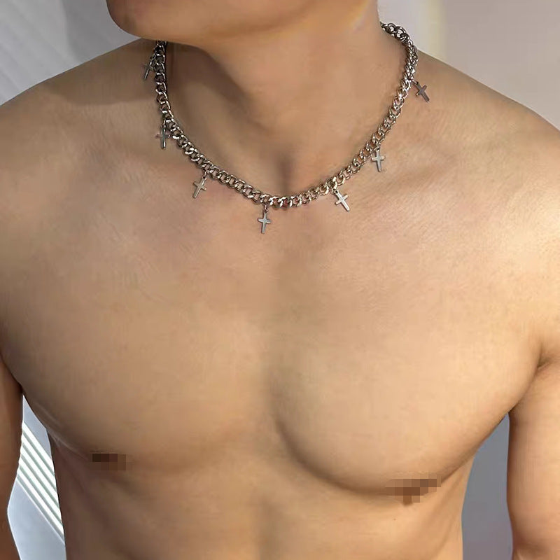 European & American Men's Hip Hop Clavicle Chain – Simple Cross Necklace