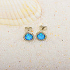 Blue Opal Drop Stud Earrings – Cute Drop-Shaped Design for Girls