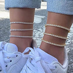 Shiny Rhinestone Beach Anklet – Trendy Loose Diamond Style Jewelry