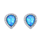 Blue Opal Drop Stud Earrings – Cute Drop-Shaped Design for Girls