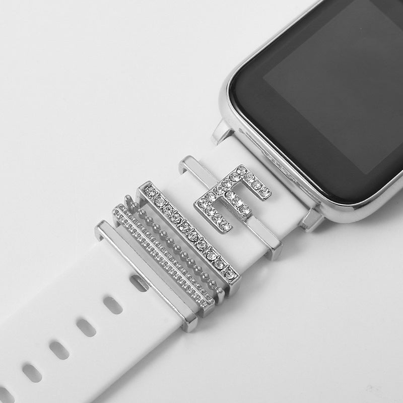 Customizable 26-Letter Diamond Silicone & Alloy Strap Bracelet