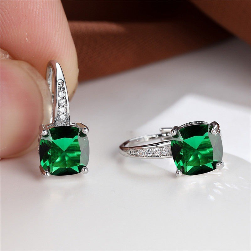 Square Zircon Inlaid Ear Hook – Korean Style Fashion, Versatile Design