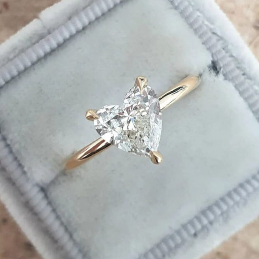 Women's Simple Love Heart-Shaped Wedding Ring – Fashion Jewelry