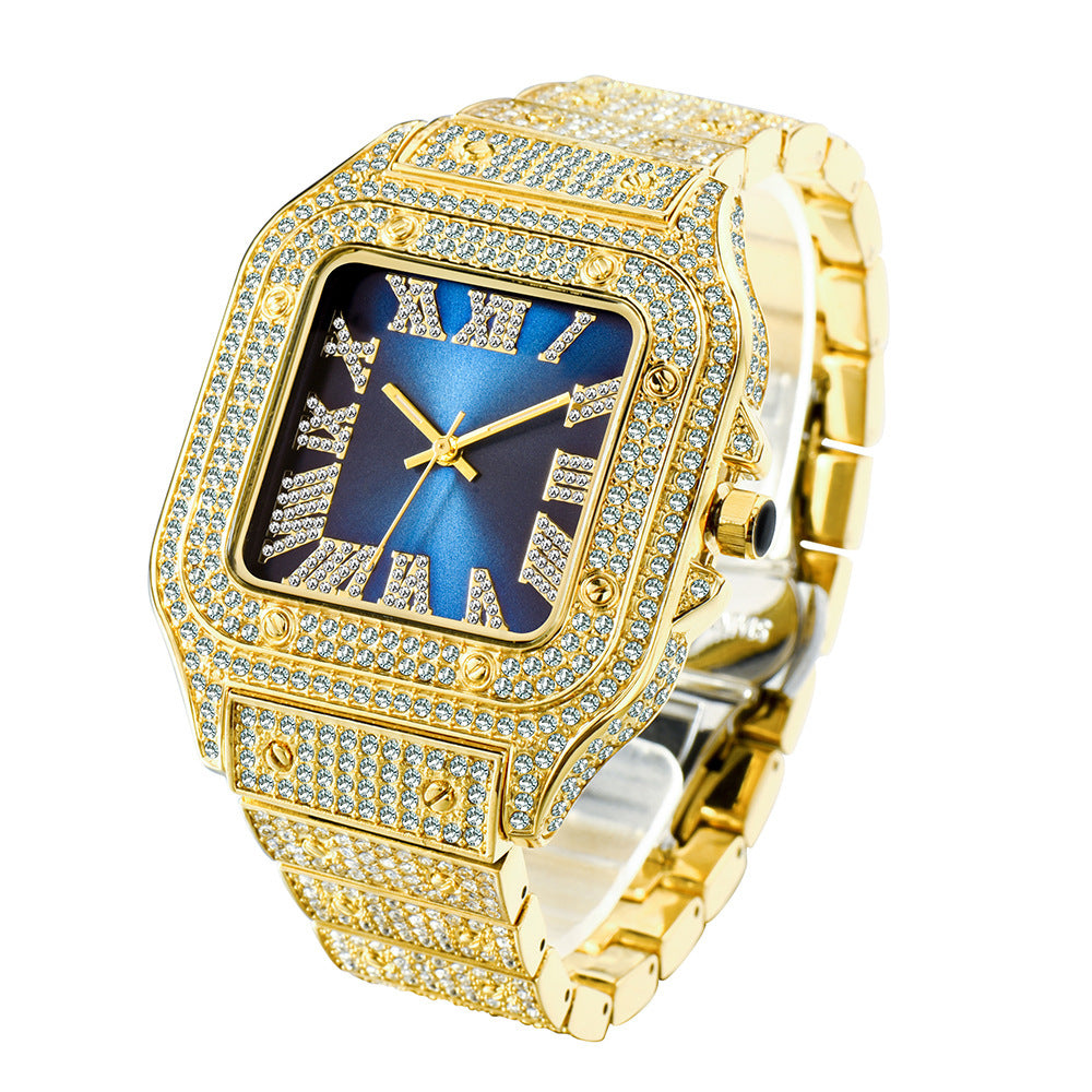 Men’s Hip Hop Square Watch – Full Diamond Bling Style