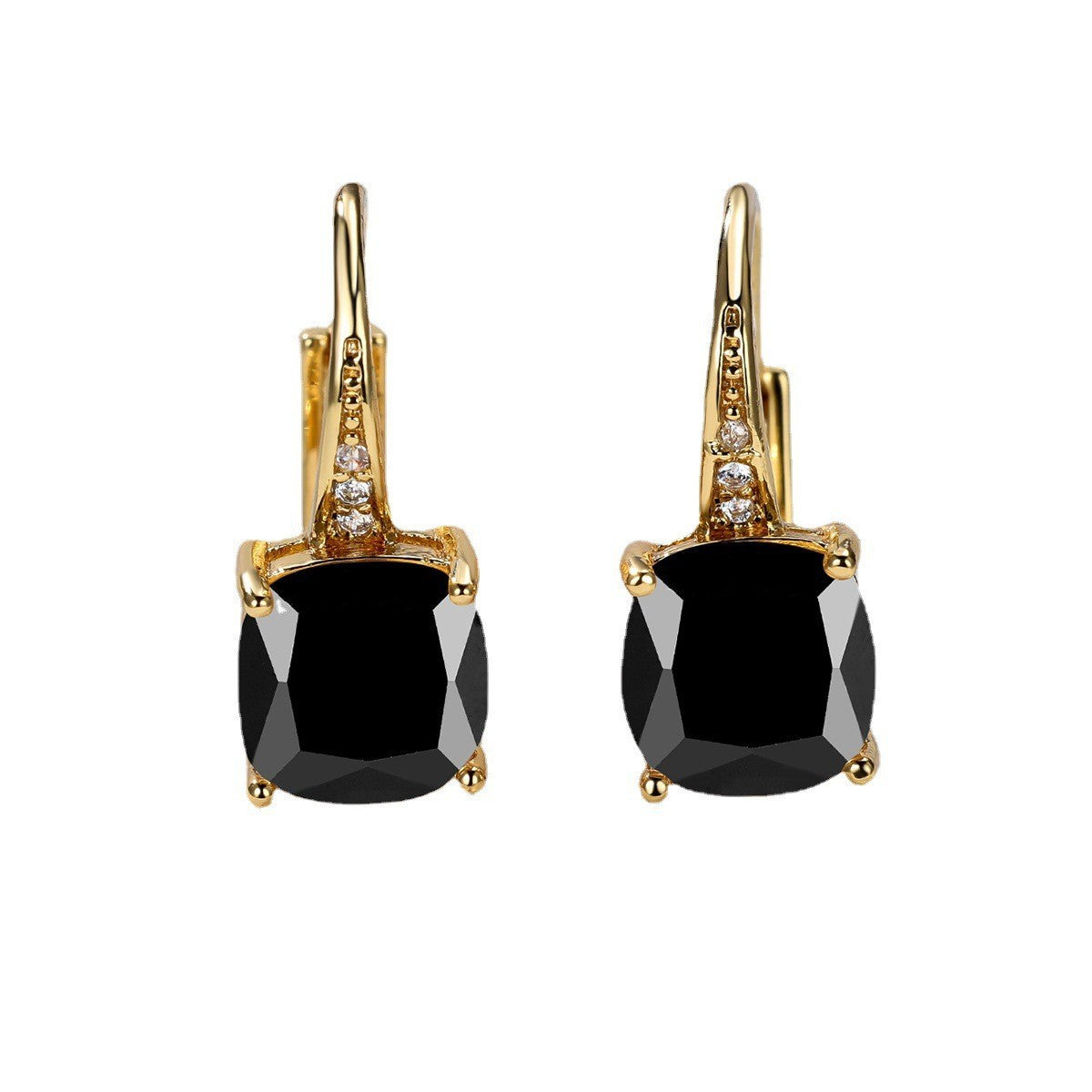 Square Zircon Inlaid Ear Hook – Korean Style Fashion, Versatile Design
