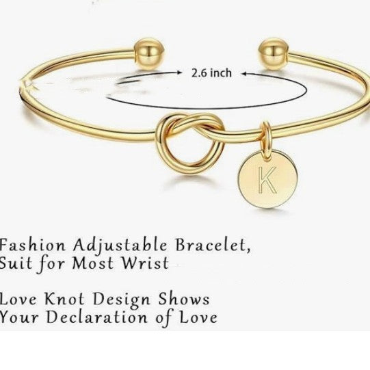Titanium Steel Bracelet – DIY 26 English Letters with Love Heart Charm