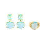 Women's Crystal Earrings – Geometric Design with Gold-Plated Copper