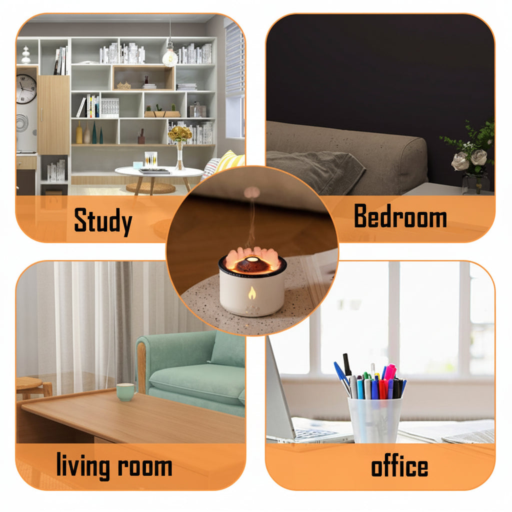 Creative Ultrasonic Volcano Essential Oil Humidifier Jellyfish Air & Flame Aromatherapy Diffuser