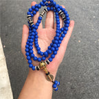 Lapis Lazuli 108 Bead Bracelet – Multi-Circle Design with Tibetan Beads