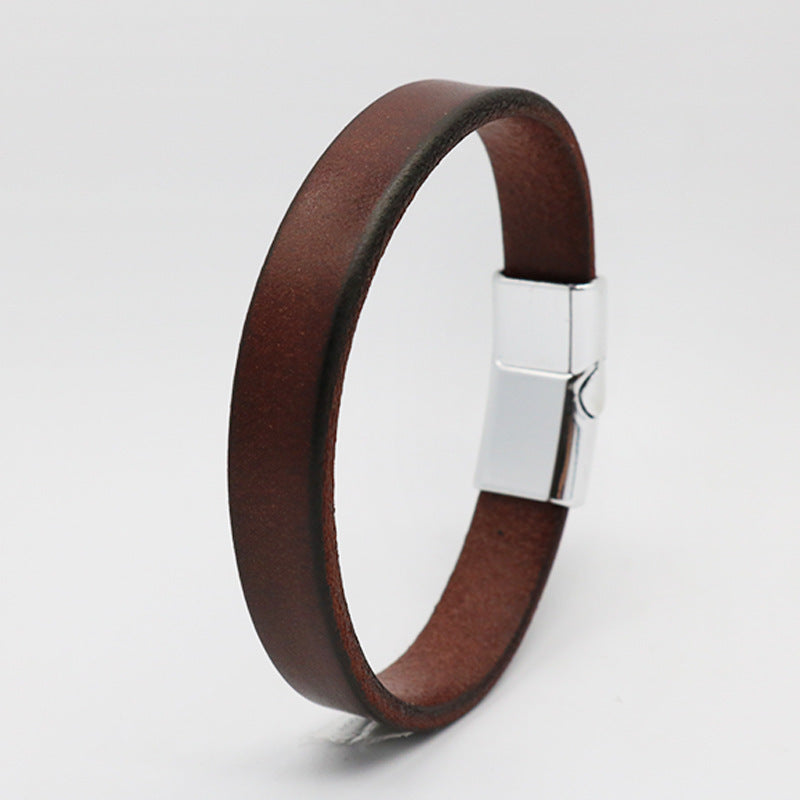 Retro Creative Leather Magnetic Snap Bracelet – Stylish Unisex Accessory