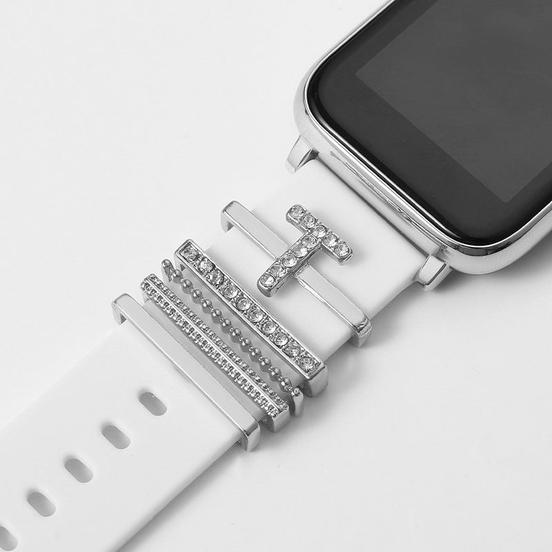 Customizable 26-Letter Diamond Silicone & Alloy Strap Bracelet
