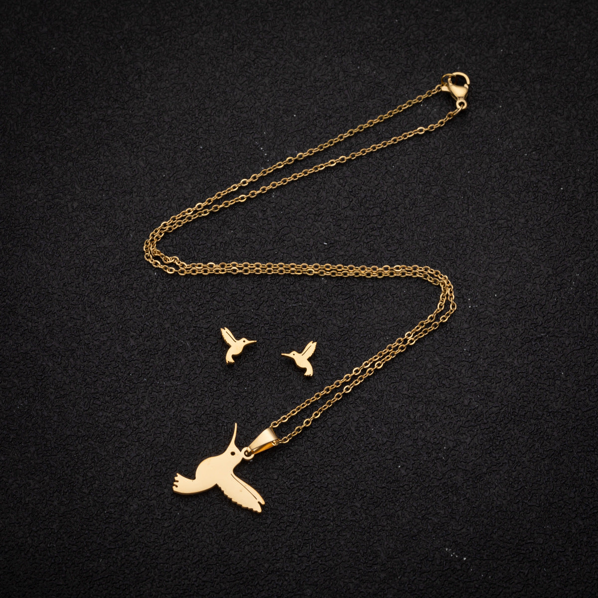 Cute Animal Stainless Steel Jewelry Set – Earrings & Necklace for Women