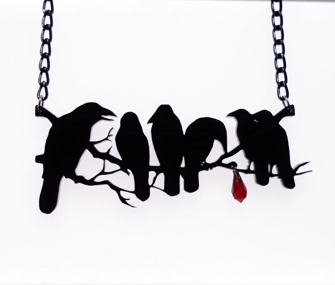 Retro Gothic Black Crow Pendant Necklace – Hip Hop Fashion
