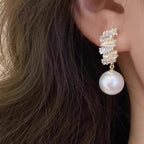 Refined Zircon and Pearl Earrings – Elegant Vintage High-End Jewelry