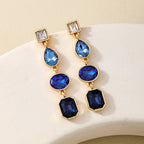 Women's Rhinestone Geometric Water Drop Ear Studs – Metal Color Fashion Earrings