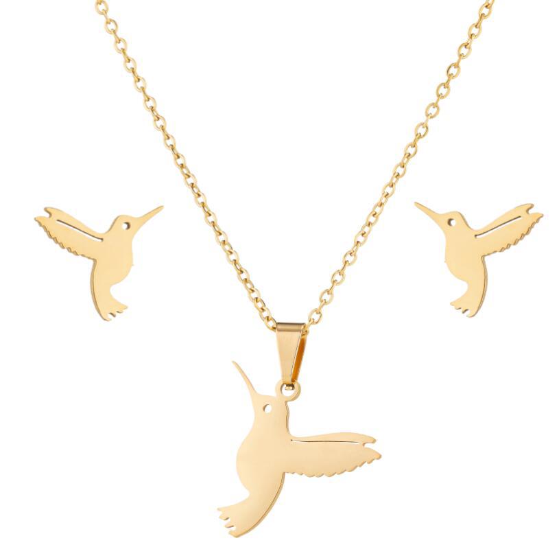 Cute Animal Stainless Steel Jewelry Set – Earrings & Necklace for Women