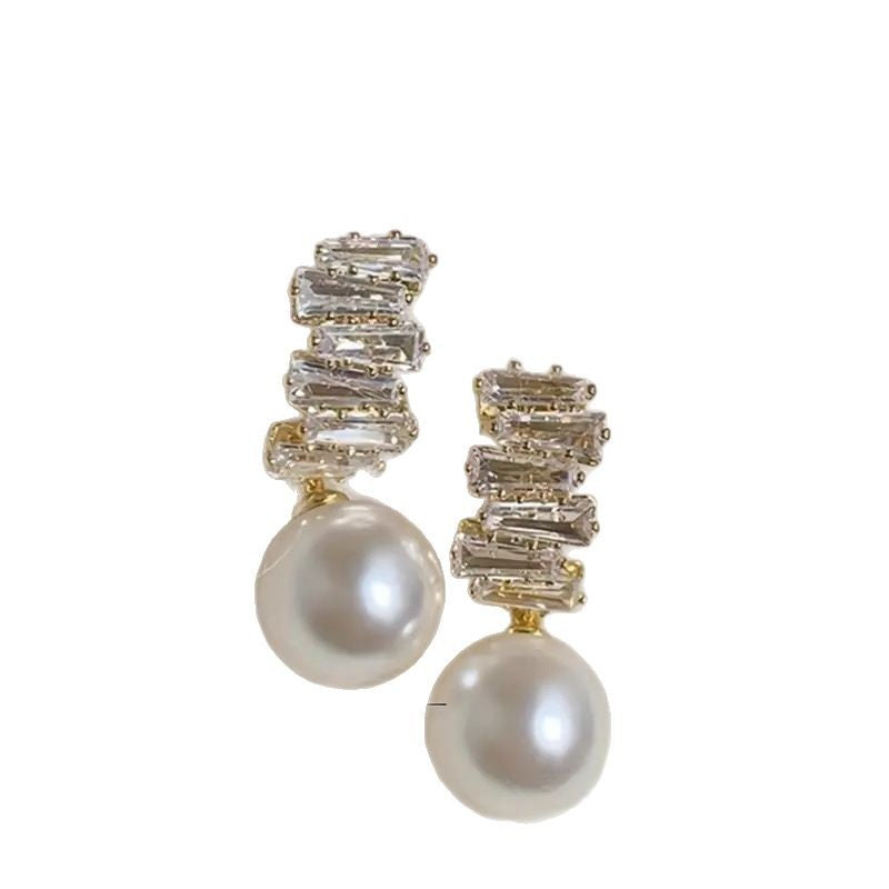 Refined Zircon and Pearl Earrings – Elegant Vintage High-End Jewelry