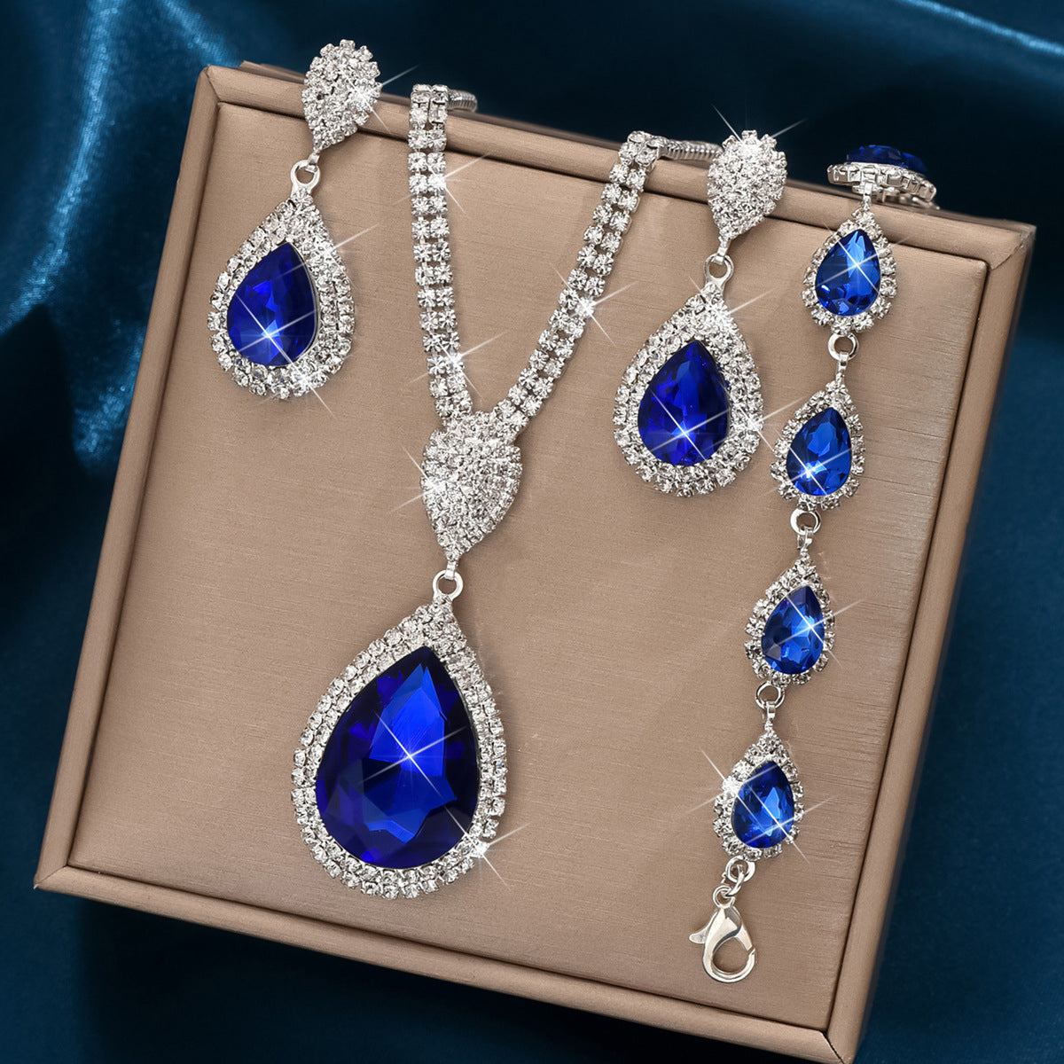 Red Sapphire & Blue Water Drop Pendant Set – Affordable Luxury Trendy Jewelry
