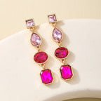 Women's Rhinestone Geometric Water Drop Ear Studs – Metal Color Fashion Earrings