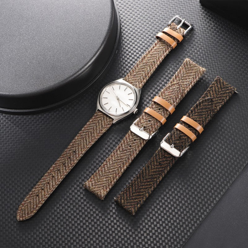 Tweed Vintage Leather Watch Strap – Classic Timepiece Band