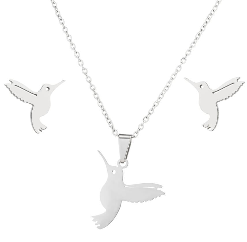 Cute Animal Stainless Steel Jewelry Set – Earrings & Necklace for Women