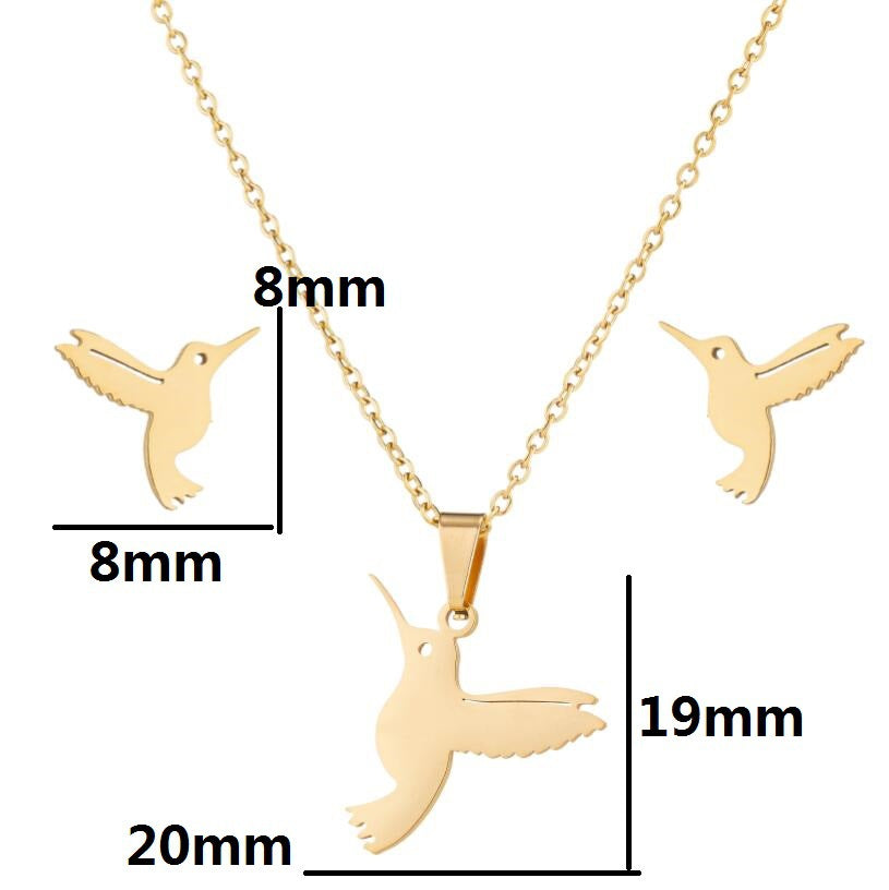 Cute Animal Stainless Steel Jewelry Set – Earrings & Necklace for Women
