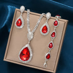 Red Sapphire & Blue Water Drop Pendant Set – Affordable Luxury Trendy Jewelry