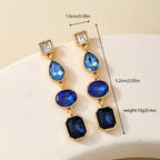 Women's Rhinestone Geometric Water Drop Ear Studs – Metal Color Fashion Earrings