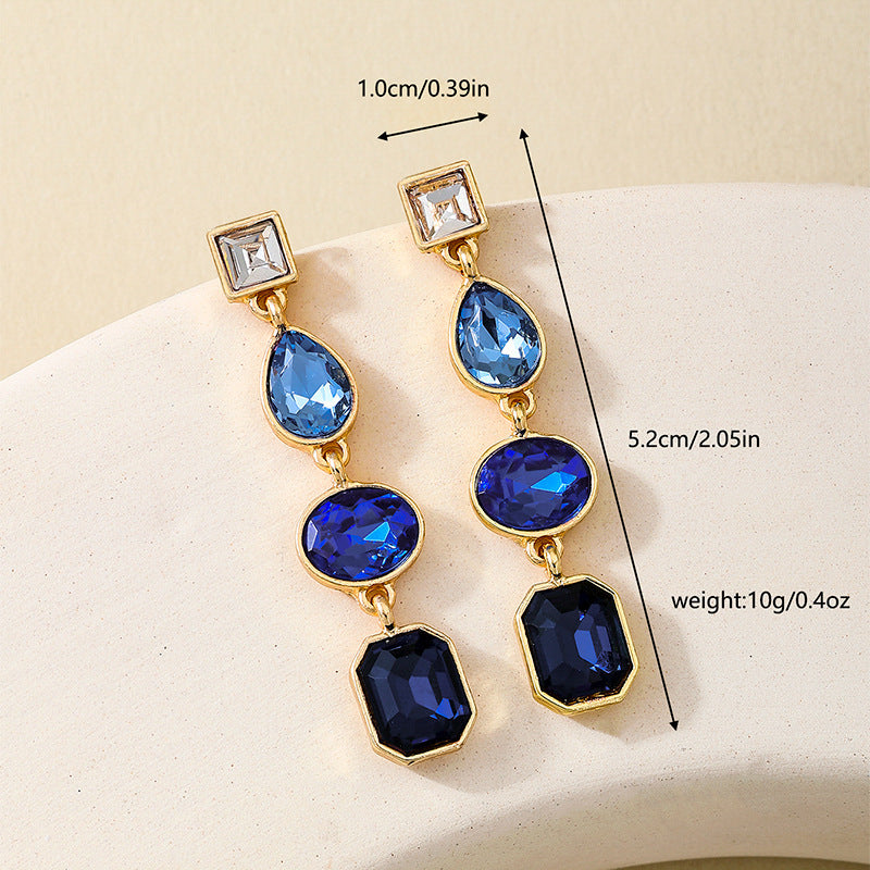Women's Rhinestone Geometric Water Drop Ear Studs – Metal Color Fashion Earrings