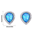 Blue Opal Drop Stud Earrings – Cute Drop-Shaped Design for Girls