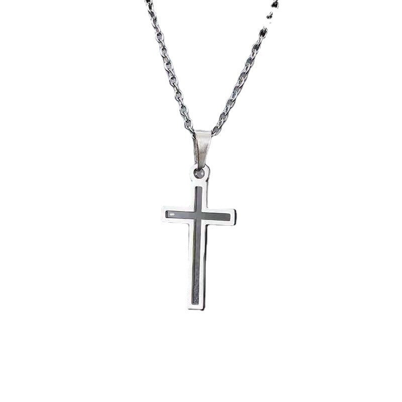 Trendy Titanium Steel Cross Necklace for Men and Women – Hip Hop Style