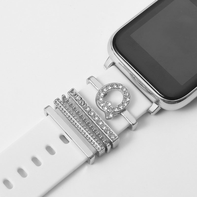 Customizable 26-Letter Diamond Silicone & Alloy Strap Bracelet