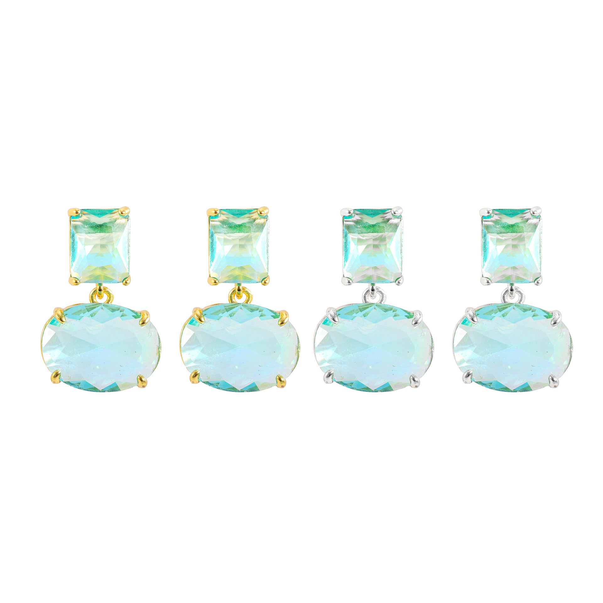 Women's Crystal Earrings – Geometric Design with Gold-Plated Copper