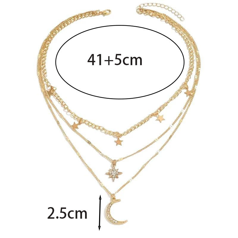 Multi-Layer Crescent XINGX-Shaped Necklace – Classic Sexy Women's Jewelry
