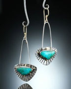 Inlaid Turquoise Long Color-Block Earrings – Stylish Statement Jewelry