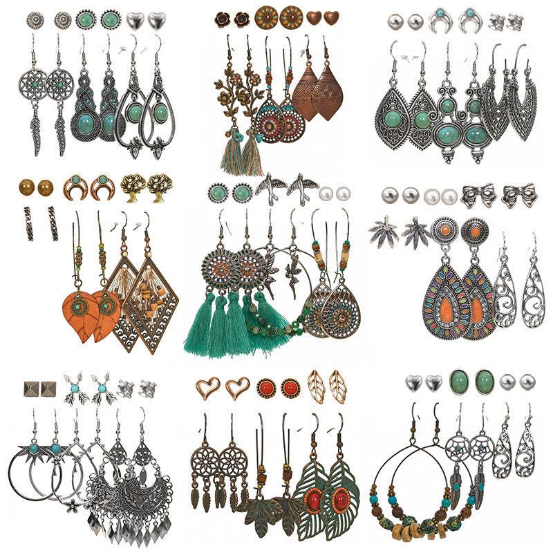 Bohemian Ethnic Water Drop Leaf Beaded Earrings Set for Women – Exquisite Fashion Jewelry